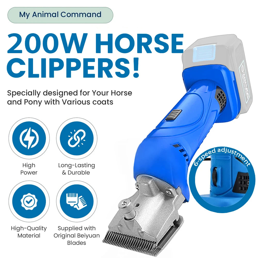 Cordless Electric 35 Teeth Horse & Goat Hair Clippers - Compatible with Makita Batteries