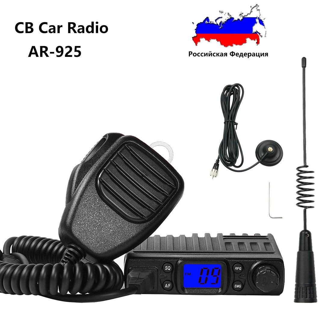 AR-925 CB-40M CB Radio de coche 25.615-30.105MHz 4W/8W AM FM Walkie Talkie Estación de jamón de banda ciudadana amateur