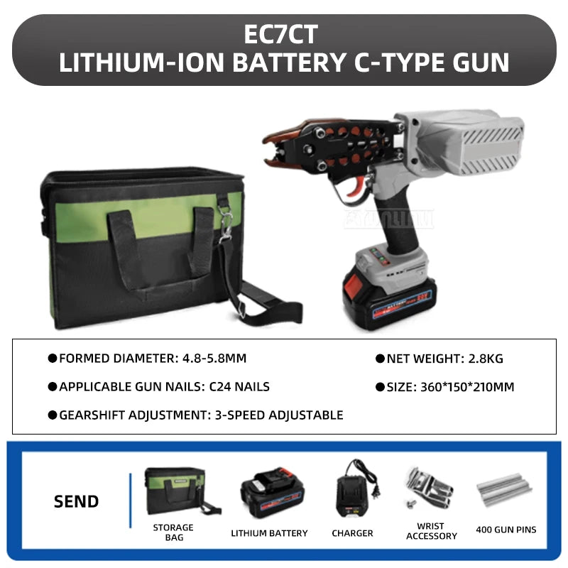 20V Cordless C-Ring Gun – Makita Battery Compatible, Includes 400 C-Rings (760 Tie, 7C/7E)